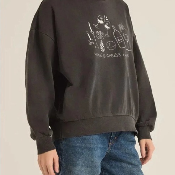 NEW Z SUPPLY Wine Club Sunday Graphic Sweatshirt - Picture 2 of 3